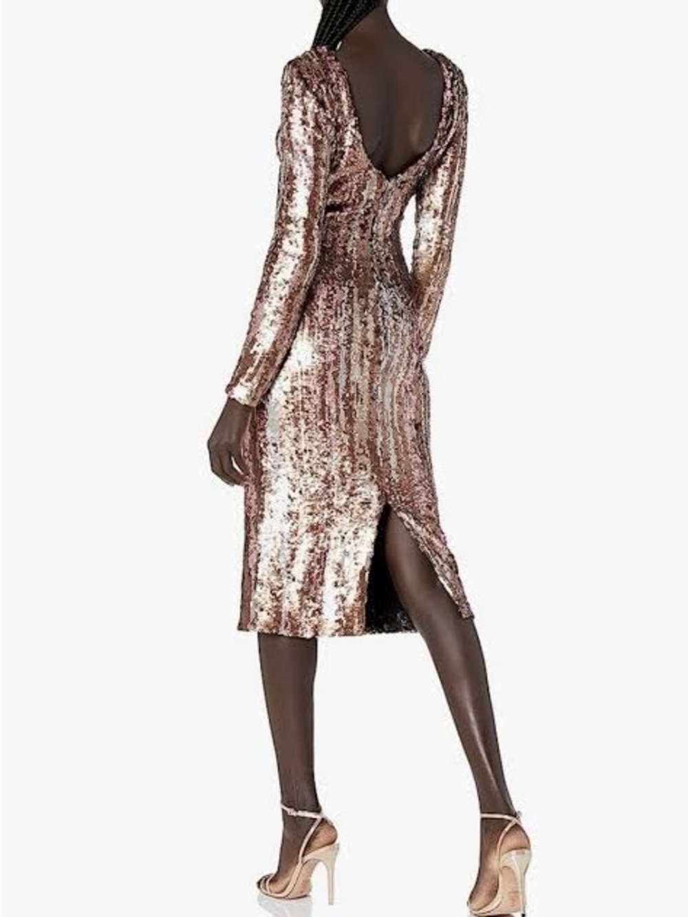Dress the Population Emery Bronze Sequin Midi Dress S